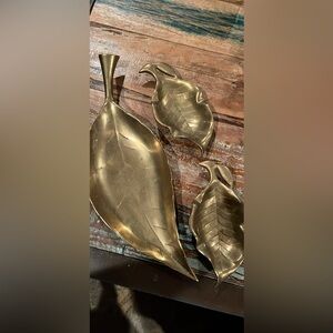 3 Vintage Brass Leaf Trays Dishes Rosenthal Netter